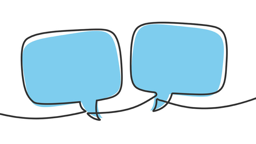 Two speech bubbles showing feedback